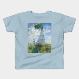 Woman With A Parasol, Claude Monet Kids T-Shirt